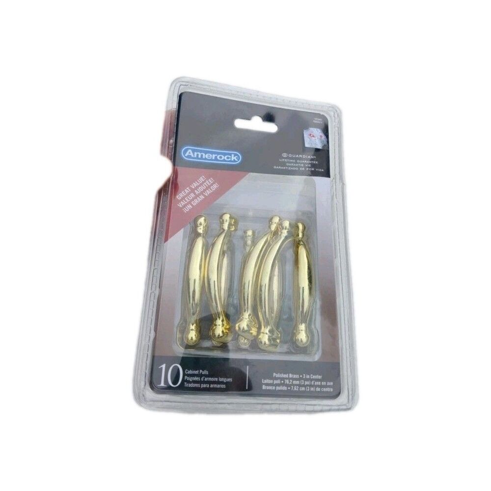 Amerock Polished Brass 3" Center Cabinet Pulls 10 pk. (22114), Brand New